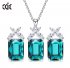 Discount S925 Crystal Necklace Earrings Jewellery Set Green