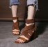 Cheap Chunky High Heels Sandals For Girl Brown Store