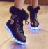 Fashion Sneakers Vulcanize Womens High Top Led Shoes Black
