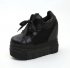 Fashion Platform Shoes Hidden Wedge Womens All Black