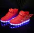 Led Shoes Wings Kids High Top PU Sneakers Red White