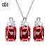 2019 S925 Crystal Necklace Earrings Jewellery Set Red