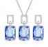 Creative S925 Crystal Necklace Earrings Jewellery Set Blue