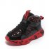 Fashion Sneakers Kids High Top Shoes Black Red