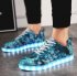 Fashion Led Couple Shoes Camouflage Sneakers Womens Blue