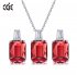 New S925 Crystal Necklace Earrings Jewellery Set Red