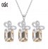 Fashion S925 Crystal Necklace Earrings Jewellery Set Gold